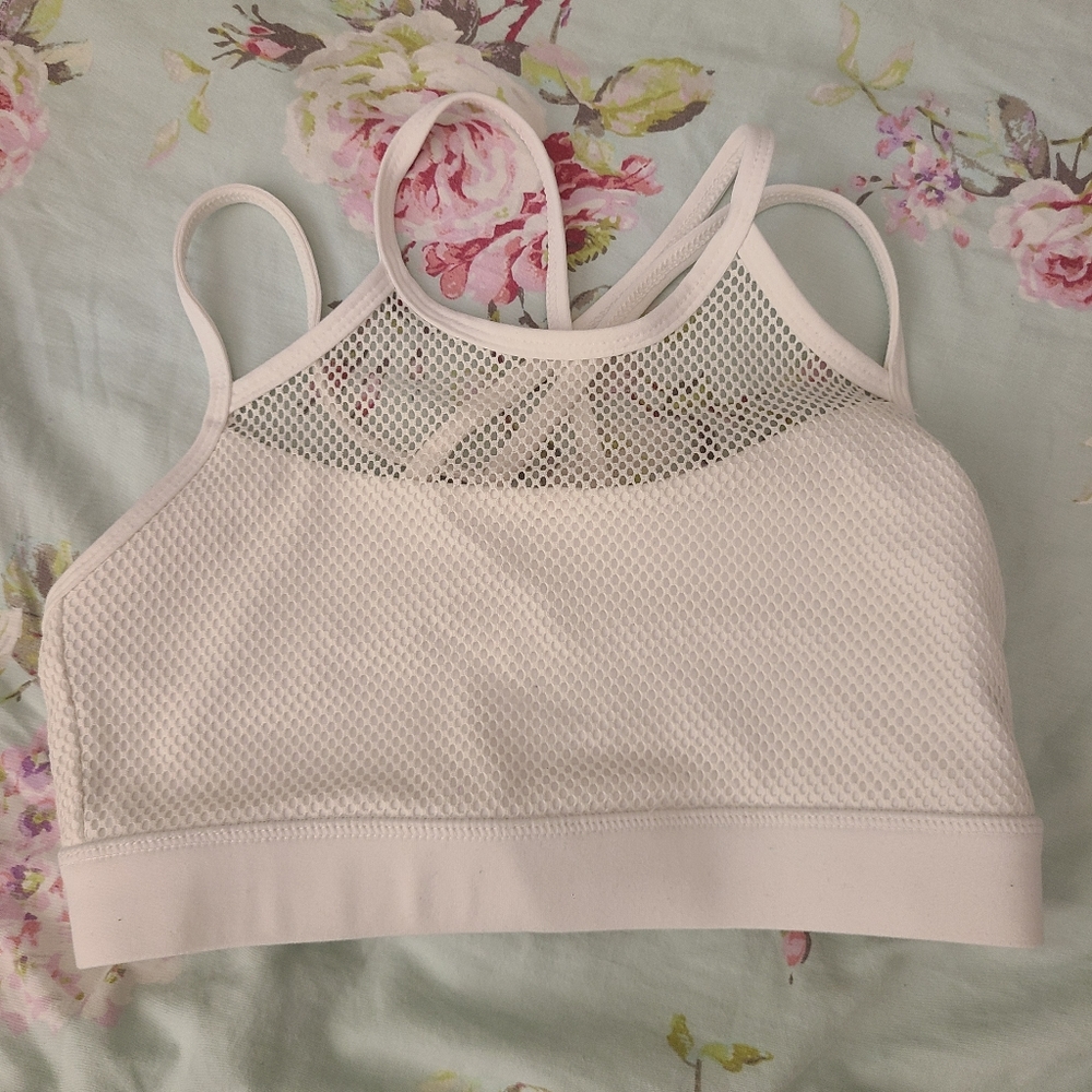 Tilyoucollapse White Fishnet Sports Bra